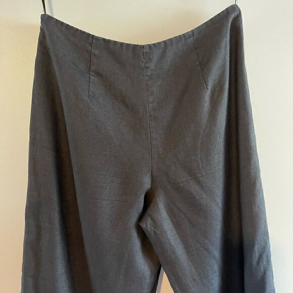 Kenar • 100% Linen Black Wide Leg Pants • SZ 6 - Picture 6 of 8